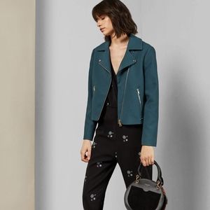 Ted Baker London Colour By Numbers Nisah Biker Jacket In Teal